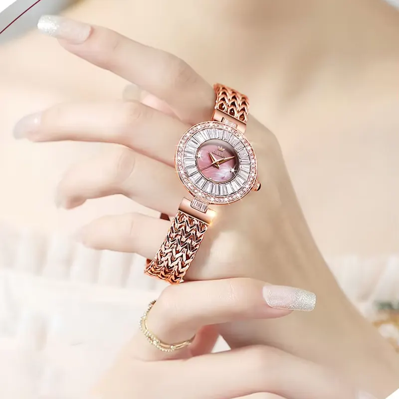 Olevs Pink MOP Dial Rose Gold ladies Watch- 9959